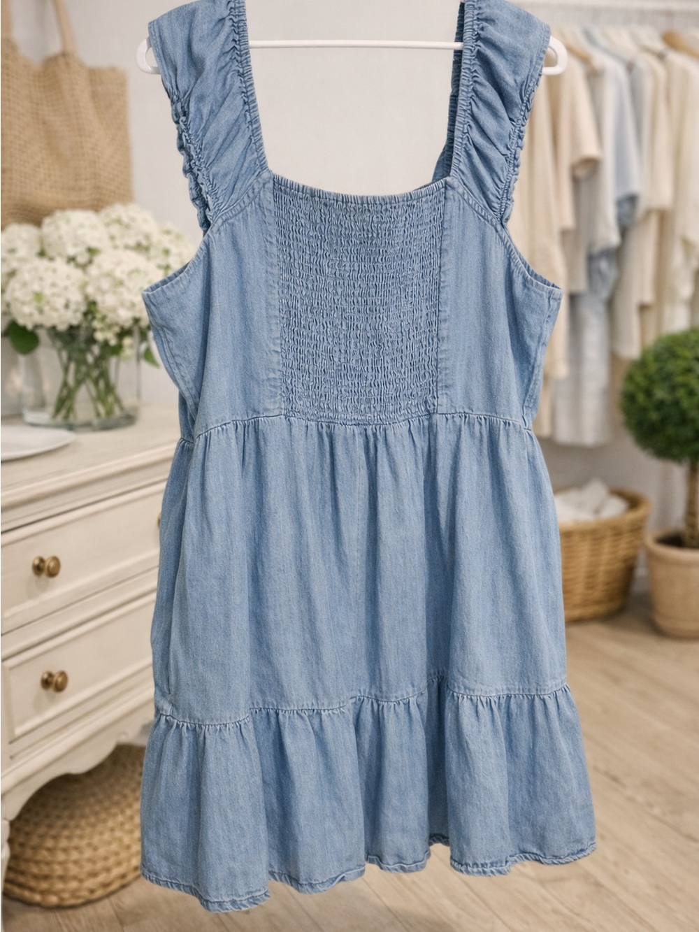 Old Navy blue Ruffle Strap Dress 3X - Picture 2 of 3